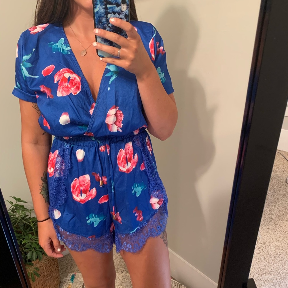 NWOT Floral Surplice Romper